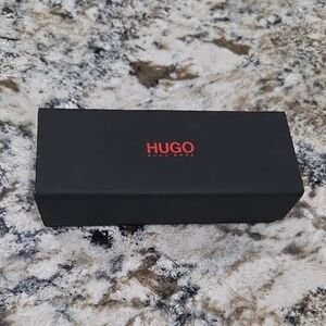 HUGO Black Glasses Case with Red Logo